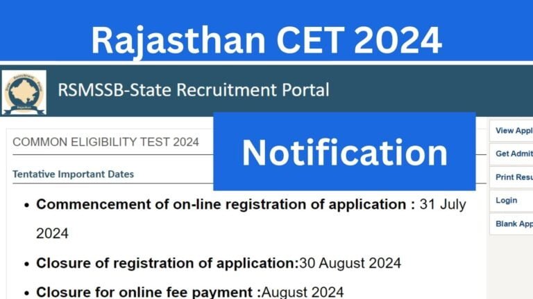 Rajasthan CET 2024 Notification